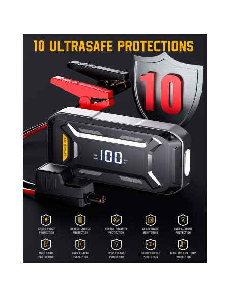 Arrancador de Coche Acmount P120 5000A 12V Pantalla LCD