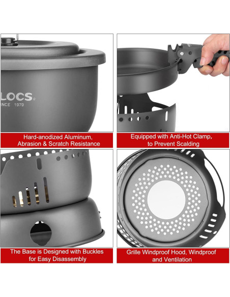 Juego de Utensilios de Cocina Alocs 11 Piezas Camping