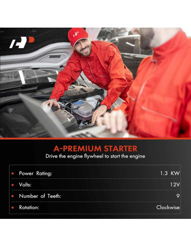 Motor de arranque A-Premium 12V 1.3KW 9 dientes Chrysler/Dodge