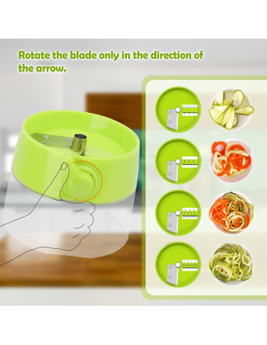 Espiralizador de Verduras Sedhoom 4 en 1 Verde Claro