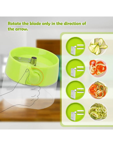 Espiralizador de Verduras Sedhoom 4 en 1 Verde Claro