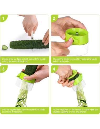 Espiralizador de Verduras Sedhoom 4 en 1 Verde Claro