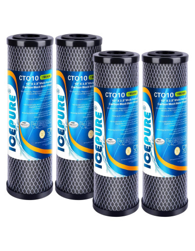 Filtro de Agua ICEPURE CTO10 4 Unidades 10" x 2.5" Carbono