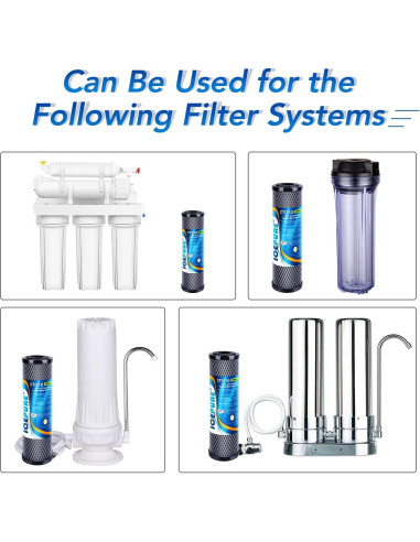 Filtro de Agua ICEPURE CTO10 4 Unidades 10" x 2.5" Carbono