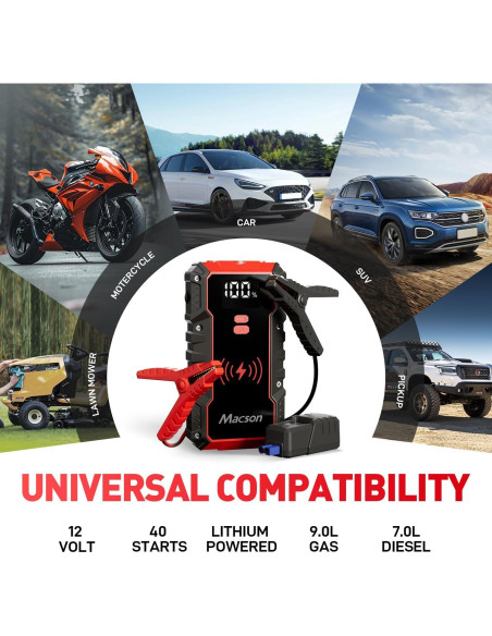 Arrancador de batería Macson M161A-016 3000A 12V 16000mAh