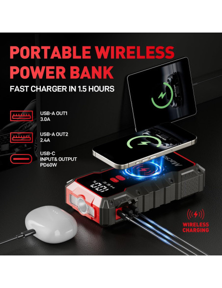 Arrancador de batería Macson M161A-016 3000A 12V 16000mAh