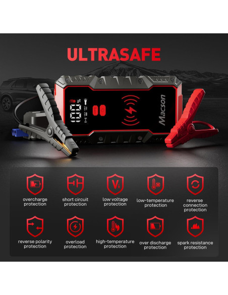 Arrancador de batería Macson M161A-016 3000A 12V 16000mAh
