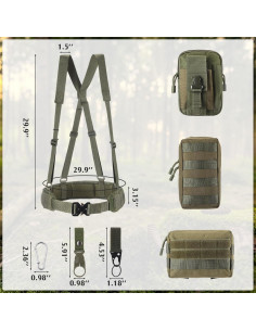 Cinturón Táctico Croknit 75.88 cm con 3 Bolsas y Hebillas 2