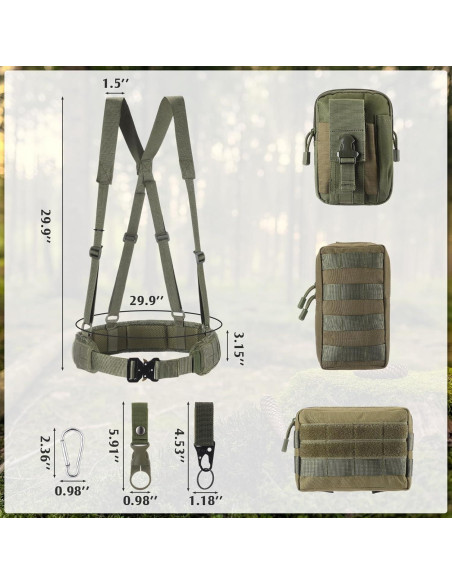 Cinturón Táctico Croknit 75.88 cm con 3 Bolsas y Hebillas