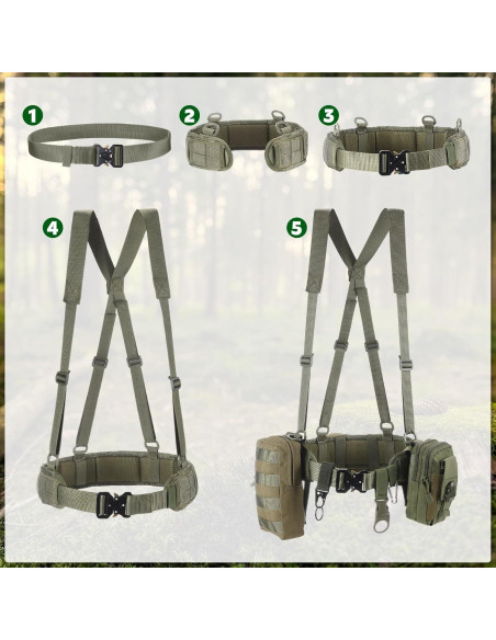Cinturón Táctico Croknit 75.88 cm con 3 Bolsas y Hebillas