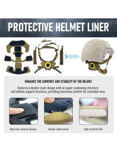 Kit Acolchado Casco Táctico BShasrlim Beige Ajustable 2