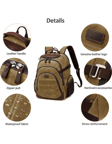 Mochila de Viaje para Laptop 43.9 cm SHENHU Marrón