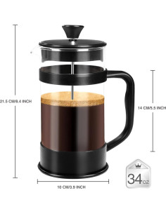 Prensa Francesa Utopia Kitchen 1L Cafetera Negra 2