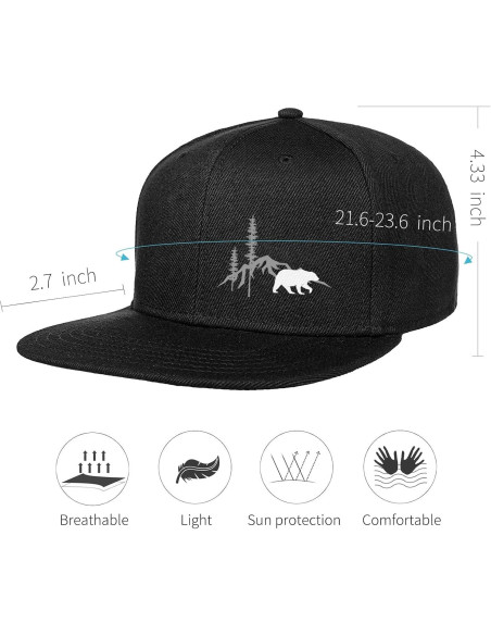 Gorra Snapback Negra Ajustable Skull para Hombres