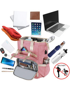 Mochila FALANKO Rosa 15.6" USB Acolchada Resistente Agua 2