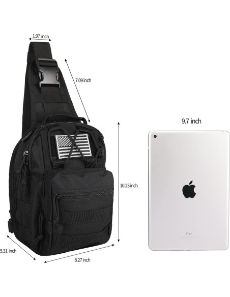 Mochila Táctica BOMTURN Sling 9L Impermeable Negra