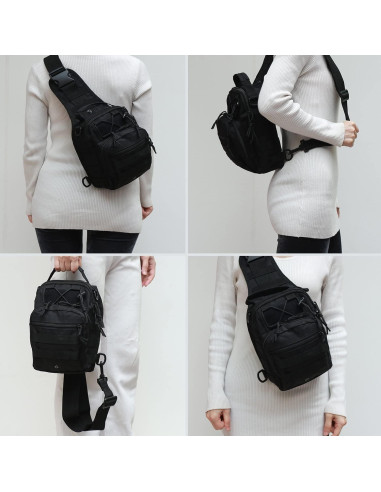 Mochila Táctica BOMTURN Sling 9L Impermeable Negra