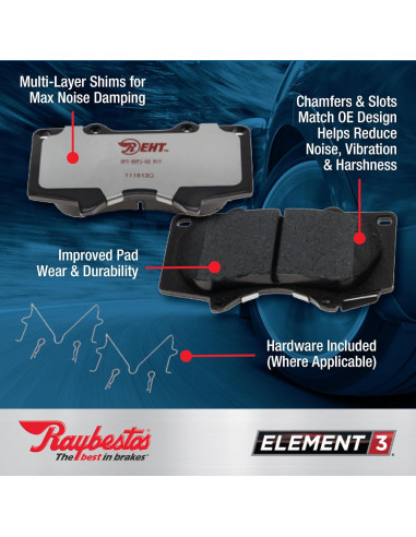 Pastillas de Freno Raybestos Element3 Cerámicas Dodge Dart 2013-2016