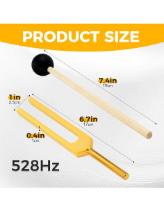 Tenedor de Afinación DRELD 528 Hz Dorado con Accesorios 2