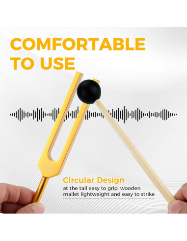 Tenedor de Afinación DRELD 528 Hz Dorado con Accesorios