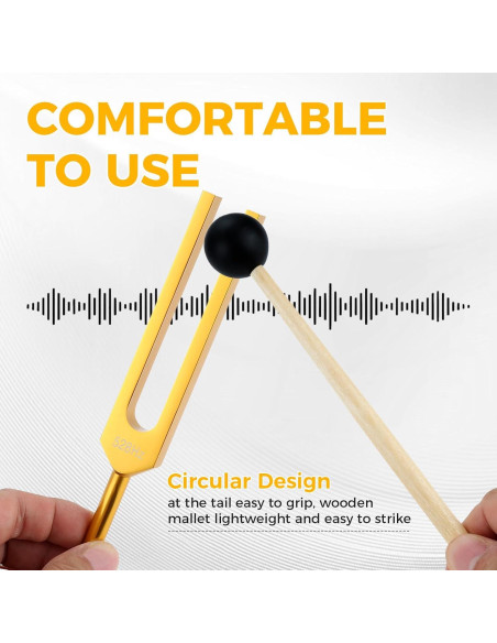 Tenedor de Afinación DRELD 528 Hz Dorado con Accesorios