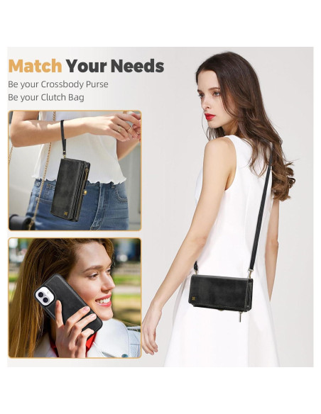 Funda 2 en 1 para iPhone 16 QIXIU con bloqueo RFID negro