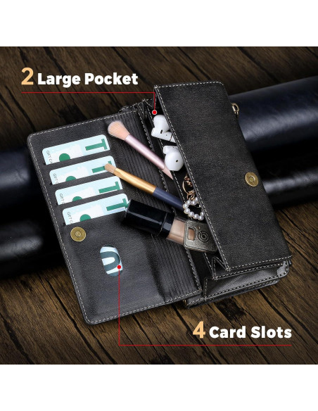 Funda 2 en 1 para iPhone 16 QIXIU con bloqueo RFID negro