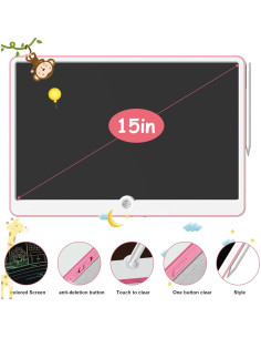 Tableta de Escritura LCD ienRon 15" Rosa para Niños 2