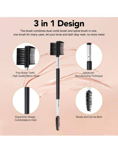 2 Piezas Cepillo Doble Cabeza Cejas y Pestañas MUIIGOOD