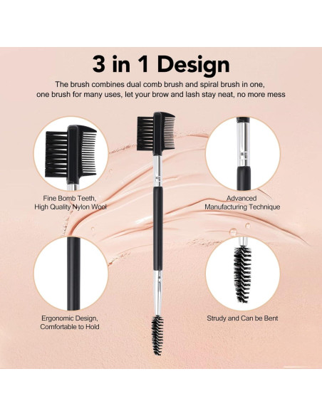 2 Piezas Cepillo Doble Cabeza Cejas y Pestañas MUIIGOOD