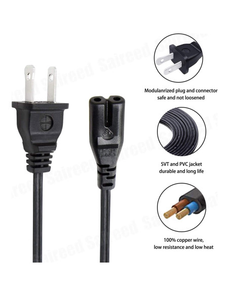 Cable de alimentación 2 clavijas Saireed 2,5m para refrigerador