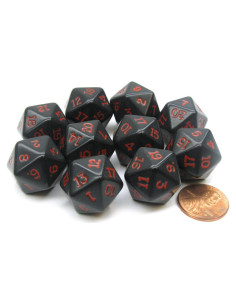 Juego de 10 Dados D20 19mm Koplow Games Negro Rojos