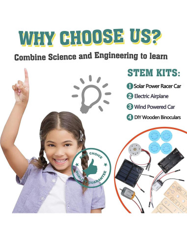 Kits STEM CYOEST para Niños 8-14 Años, Coche Solar y Más