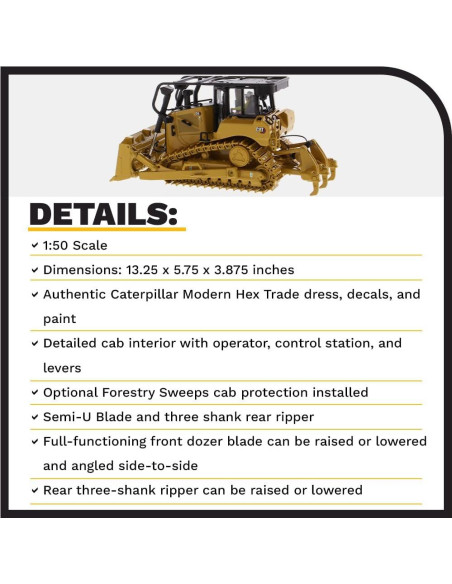 Tractor de Oruga D6 XW SU Diecast Masters 1:50 con Cuchilla