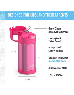 Botella de Agua THERMOS FUNtainer 354 ml con Pajilla Rosa 2