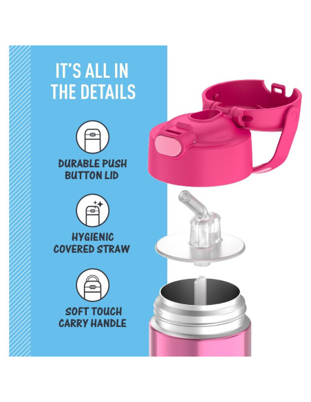 Botella de Agua THERMOS FUNtainer 354 ml con Pajilla Rosa