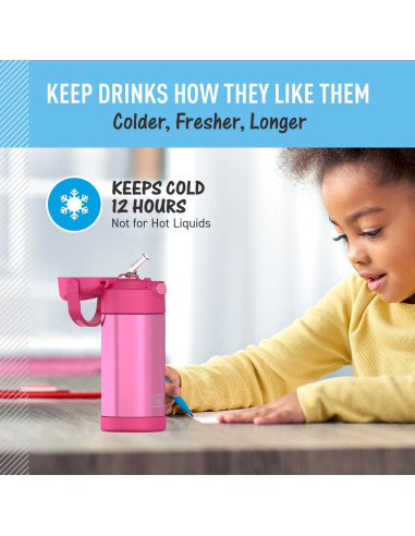 Botella de Agua THERMOS FUNtainer 354 ml con Pajilla Rosa