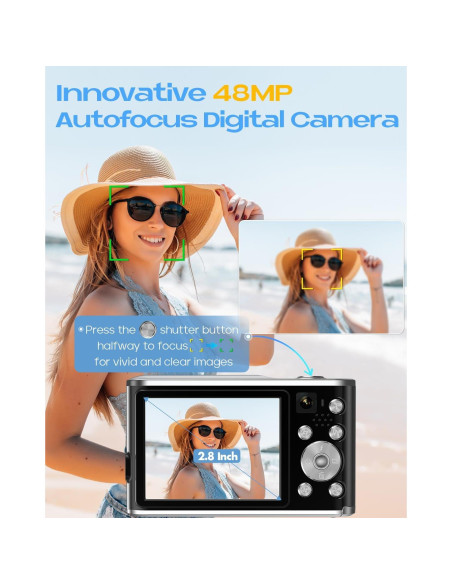 Cámara Digital HICSHON DC306 4K 48MP Dual Frontal y Trasera