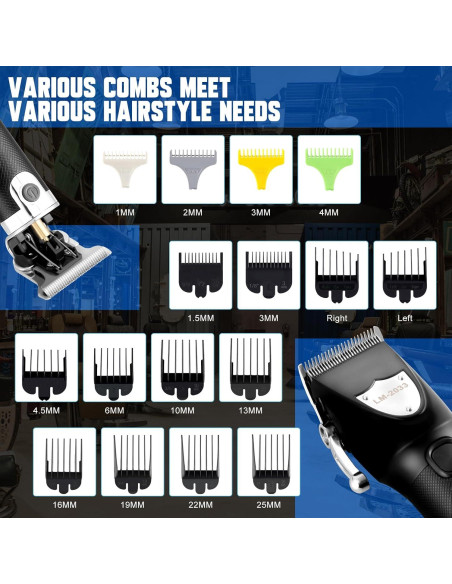 Cortadora de Cabello Profesional Yiwu Lehman 16 Peines LED