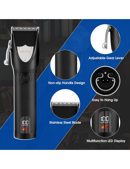 Cortadora de Cabello Profesional Yiwu Lehman 16 Peines LED