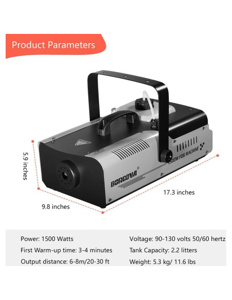 Máquina de Niebla 1500W BF-04 con Control Remoto y Cable