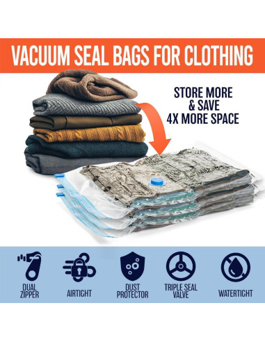 Bolsas de Sellado al Vacío ClearSpace 10 Grandes 60x81 cm