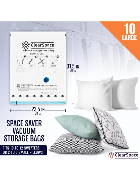 Bolsas de Sellado al Vacío ClearSpace 10 Grandes 60x81 cm