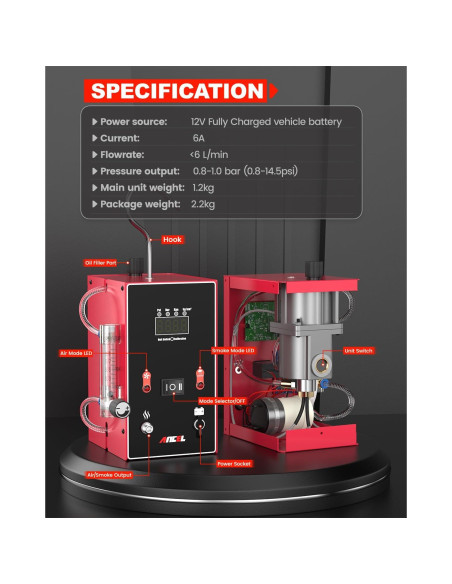 Máquina de Humo ANCEL L300 con Manómetro Digital 2.24kg