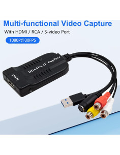 Wiistar Tarjeta Captura Video HDMI RCA S-Video 1080P 2