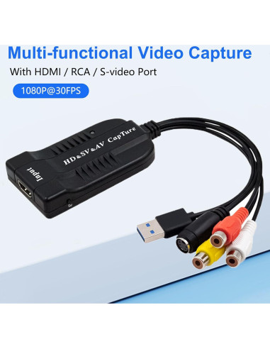 Wiistar Tarjeta Captura Video HDMI RCA S-Video 1080P