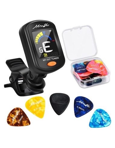 Afinador de Guitarra MOREYES Recargable Clip On con 28 Púas