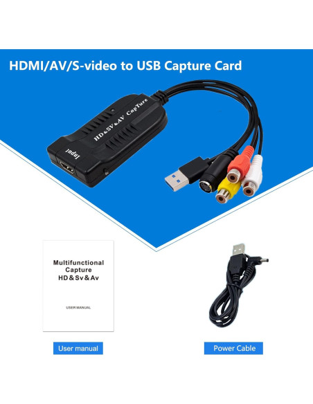 Wiistar Tarjeta Captura Video HDMI RCA S-Video 1080P