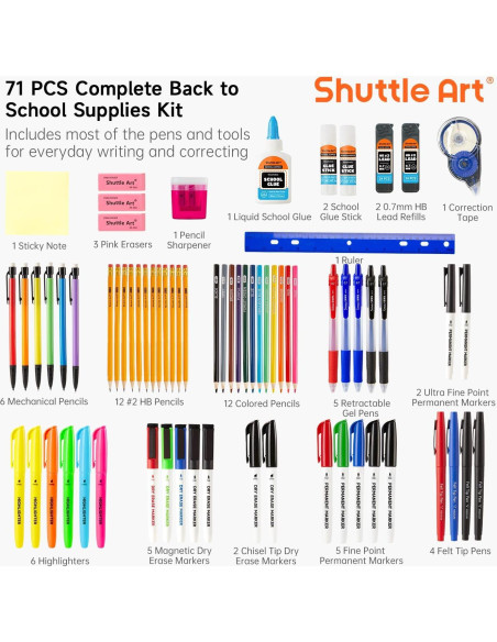 Kit Escolar 71 Piezas Shuttle Art para Regreso a Clases