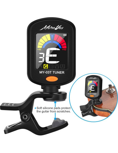 Afinador de Guitarra MOREYES Recargable Clip On con 28 Púas